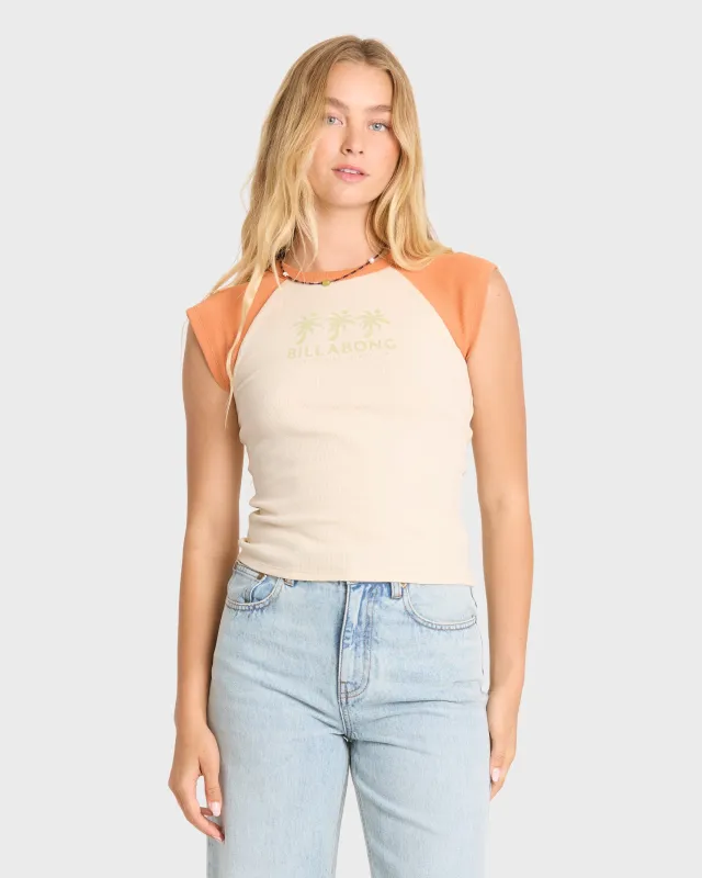 Sea Friends Short Sleeve Knit Raglan T-Shirt - Amber made by Billabong