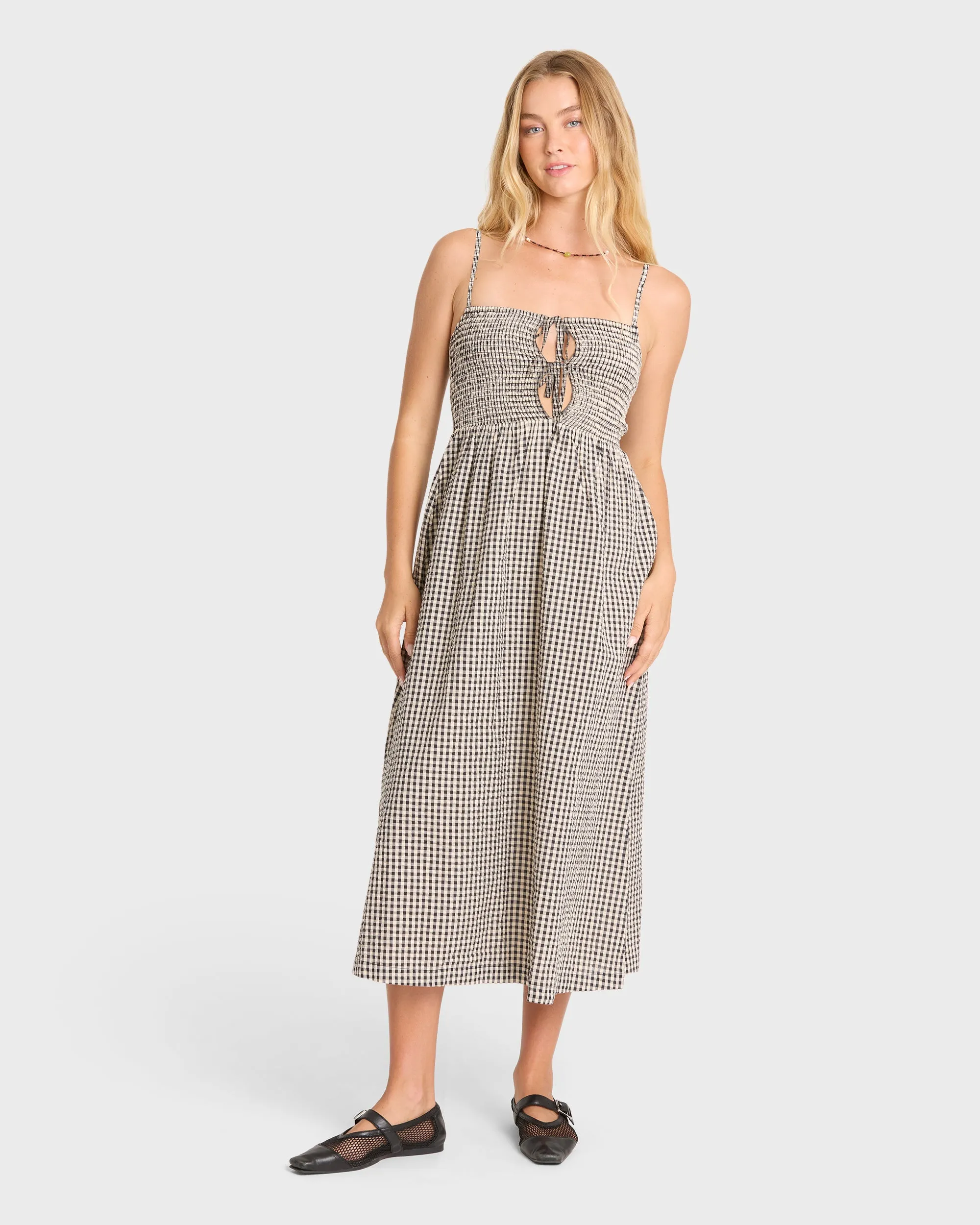 Beach Check Midi Dress - White/Black sold by Billabong