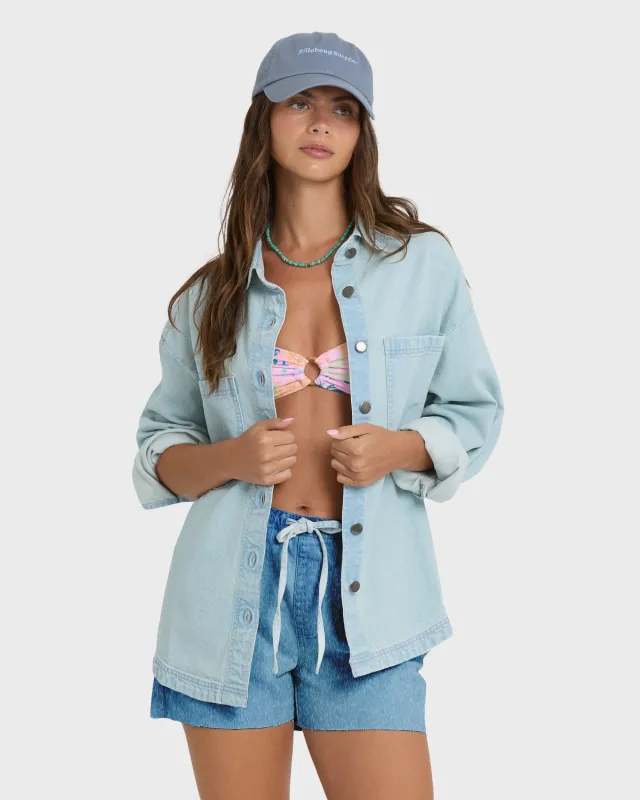Mix Match Long Sleeve Denim Overshirt - Sky Wash made by Billabong