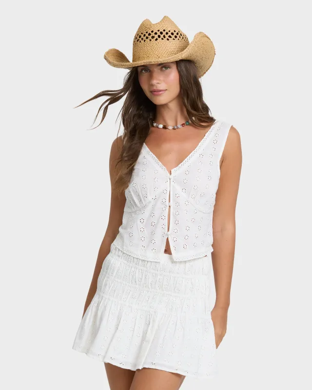 Eyelet Forever Tank Top - Salt Crystal made by Billabong
