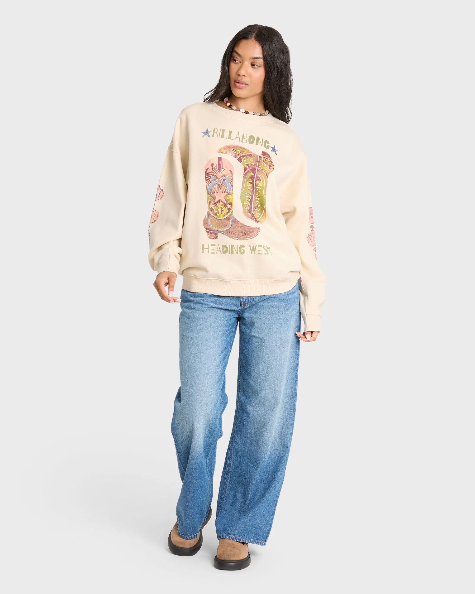 Ride In Crewneck Sweatshirt - White Cap sold by Billabong product image thumbnail 3