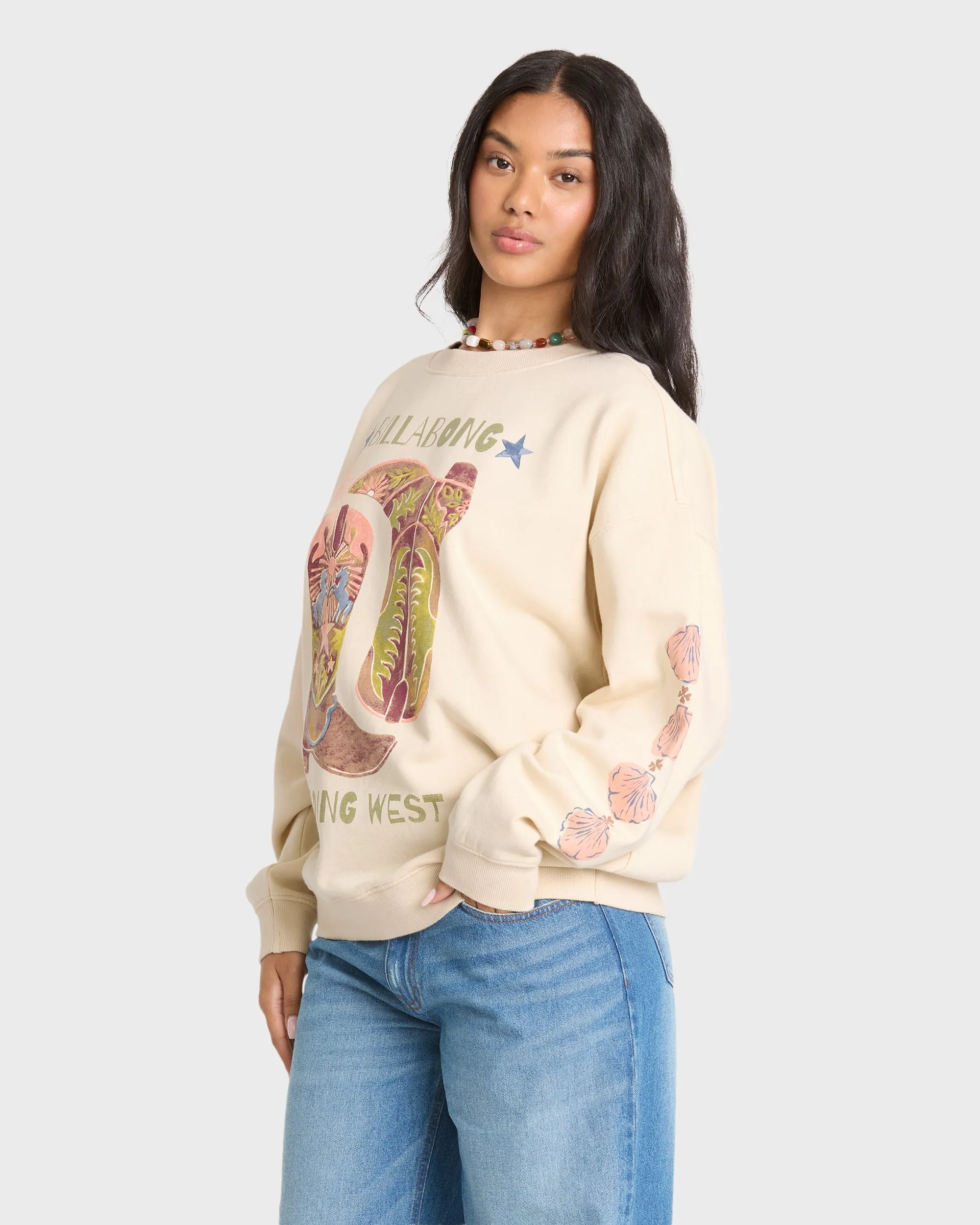 Ride In Crewneck Sweatshirt - White Cap sold by Billabong product image thumbnail 4