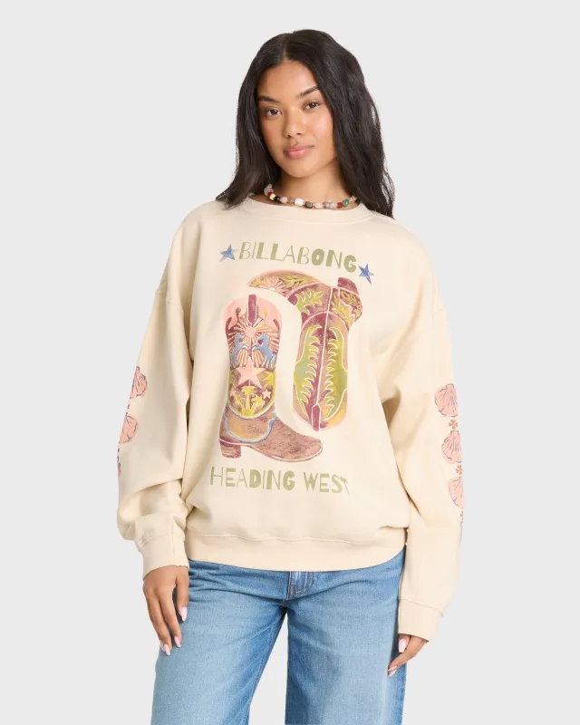 Ride In Crewneck Sweatshirt - White Cap made by Billabong