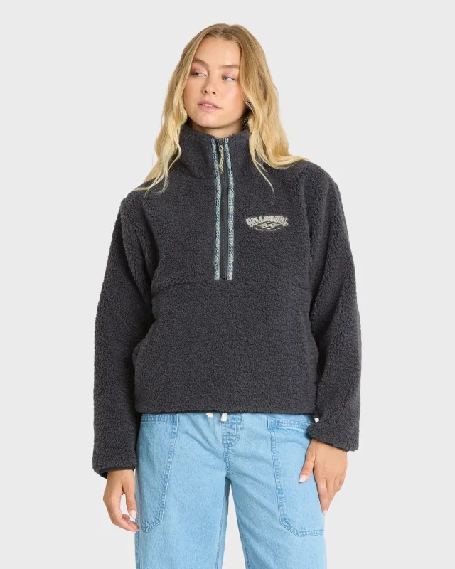 Horizon Sherpa Mock Neck Half Zip Sweatshirt - Black Sands made by Billabong
