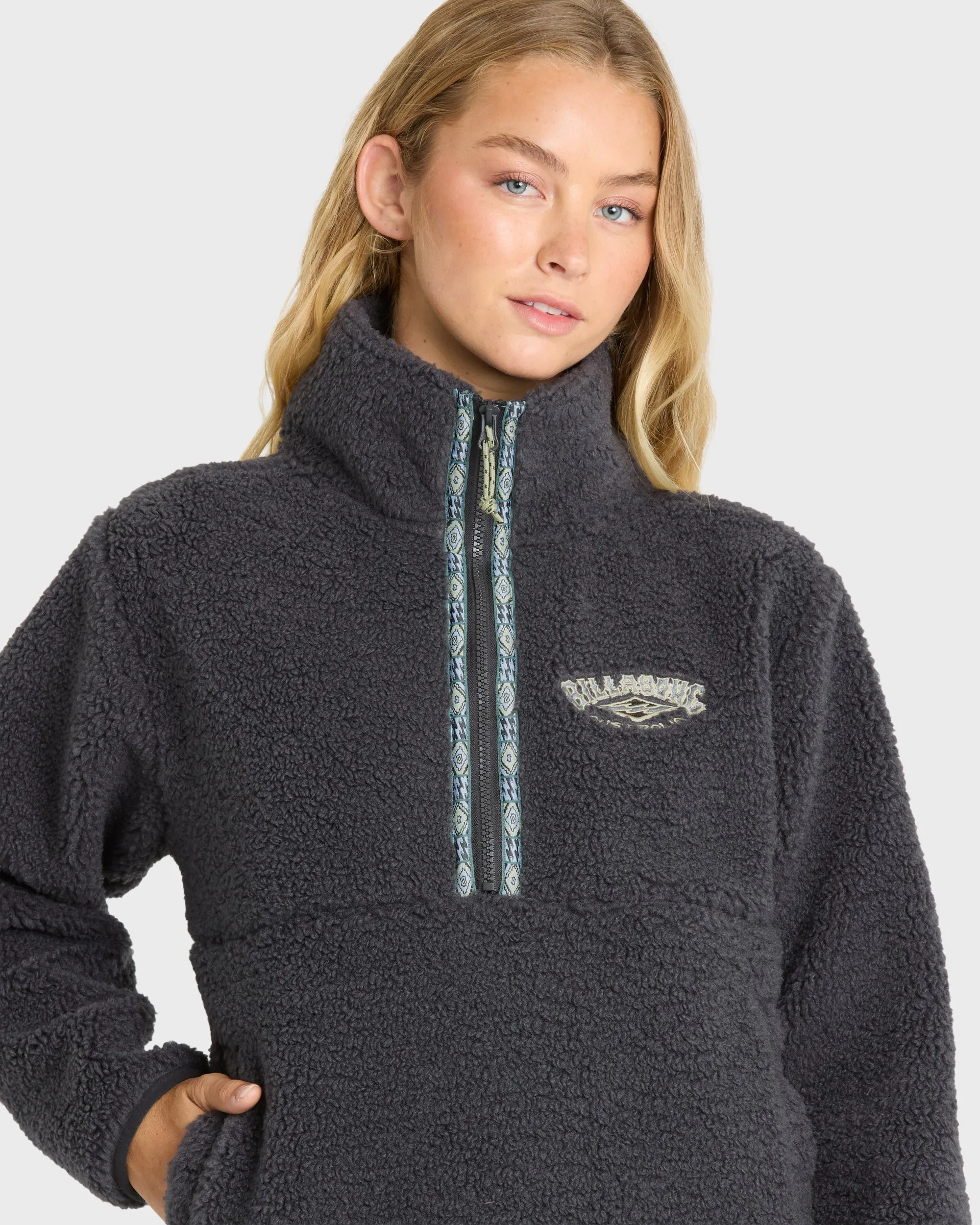 Horizon Sherpa Mock Neck Half Zip Sweatshirt - Black Sands sold by Billabong product image thumbnail 5