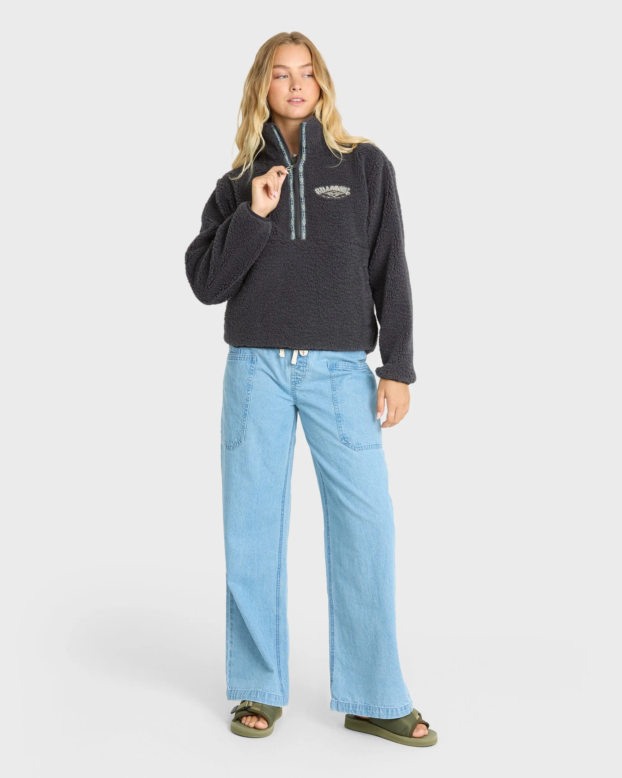 Horizon Sherpa Mock Neck Half Zip Sweatshirt - Black Sands sold by Billabong product image thumbnail 3