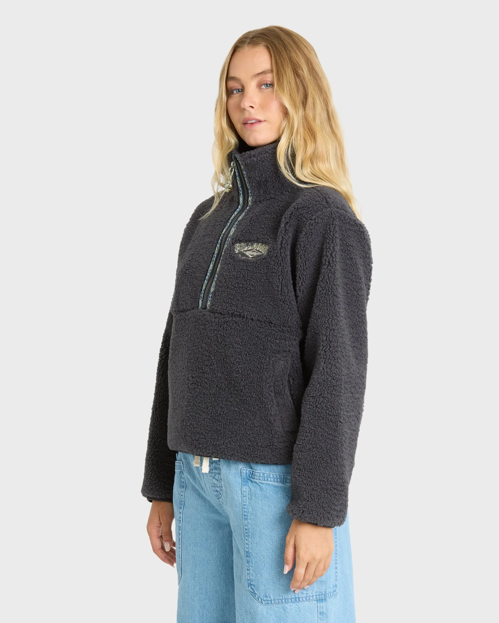 Horizon Sherpa Mock Neck Half Zip Sweatshirt - Black Sands sold by Billabong product image thumbnail 4