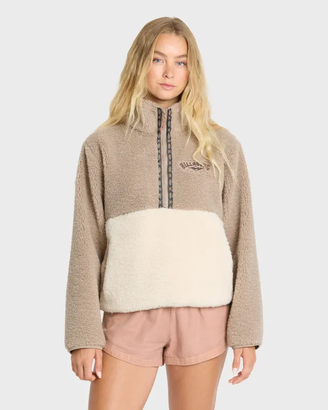 Horizon Sherpa Mock Neck Half Zip Sweatshirt - Cobblestone made by Billabong