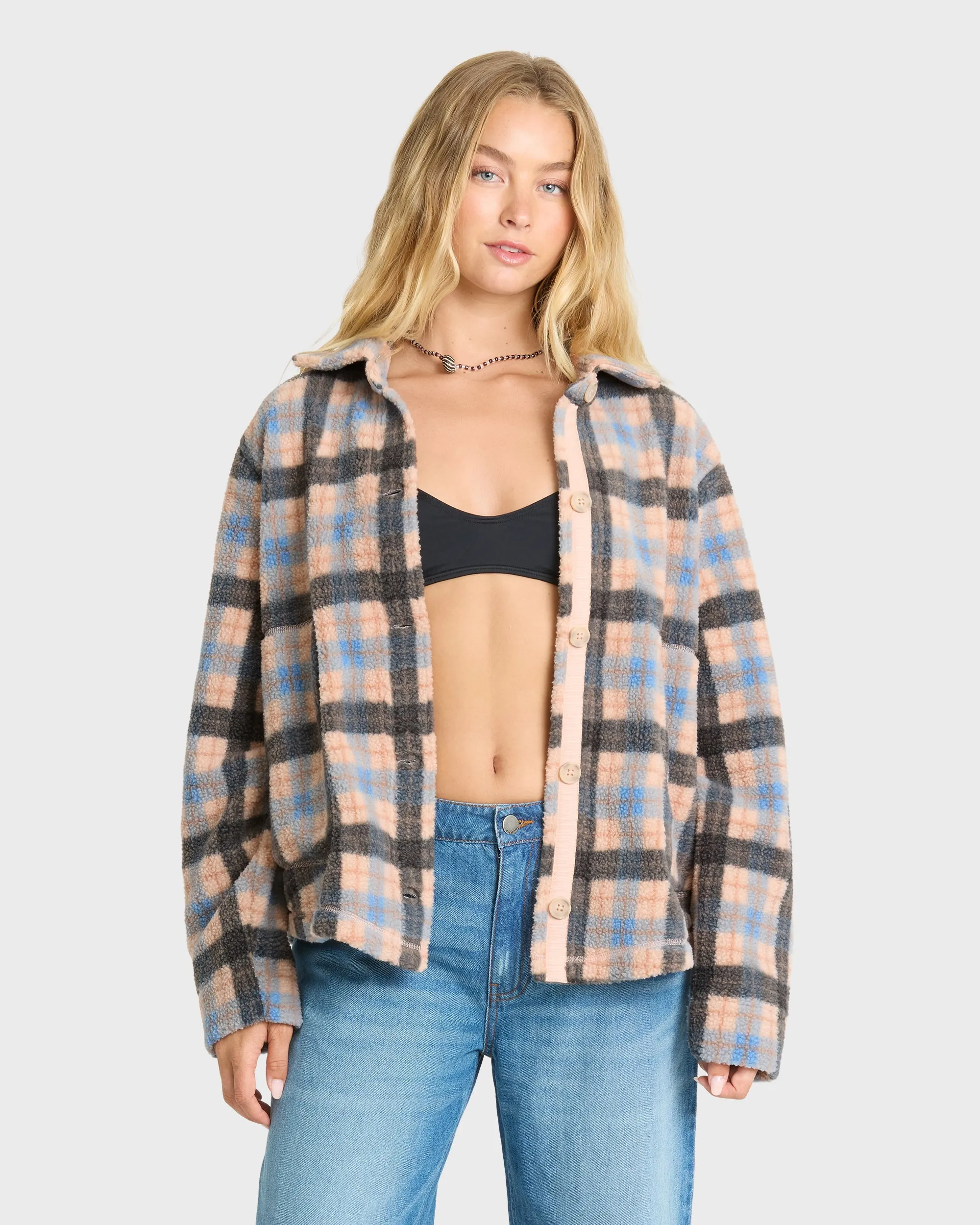 Adventure Division Breezy Fleece Shacket - Blue Bell sold by Billabong