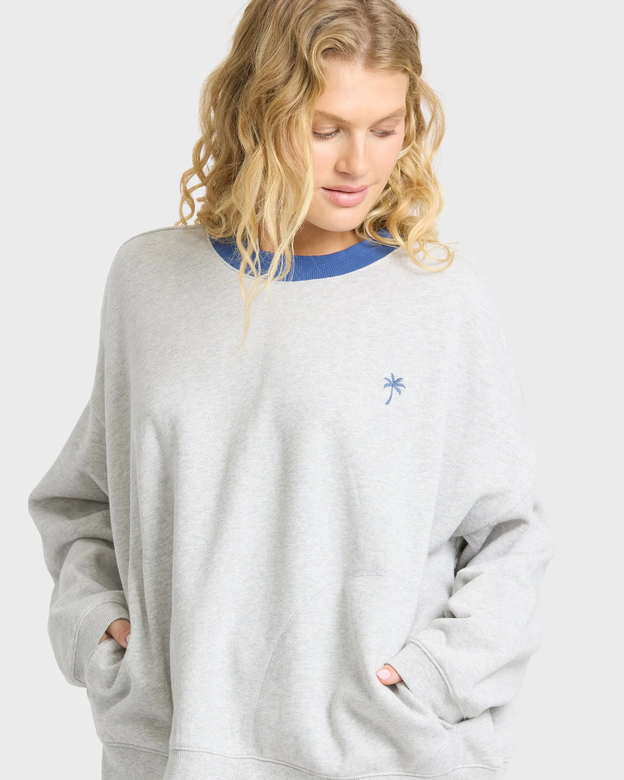 Sunset Palm Crewneck Sweatshirt - Heather Gray sold by Billabong product image thumbnail 5