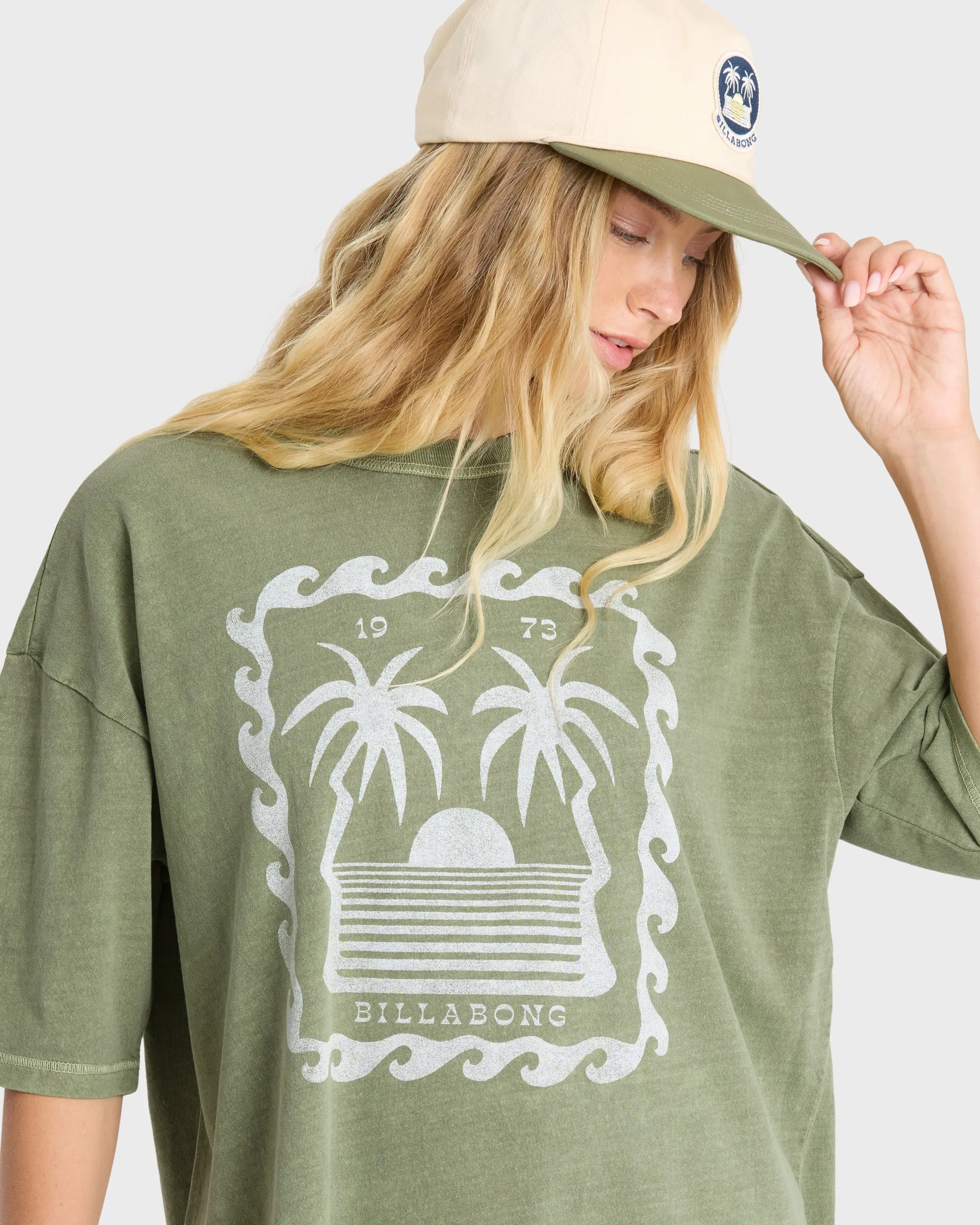 Wave Stamp Short Sleeve Cotton T-Shirt - Army Green sold by Billabong product image thumbnail 5