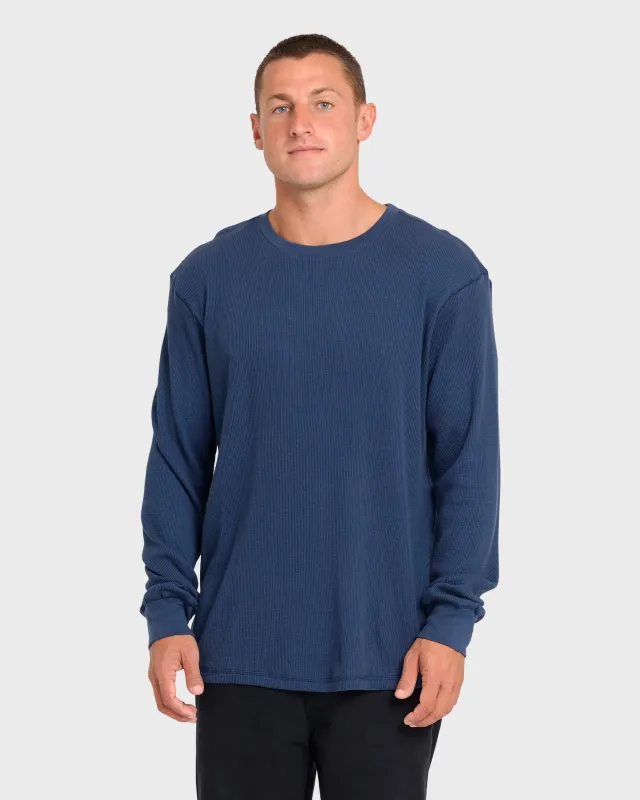 Essential Thermal Long Sleeve Knit Tee - Dark Denim made by Billabong