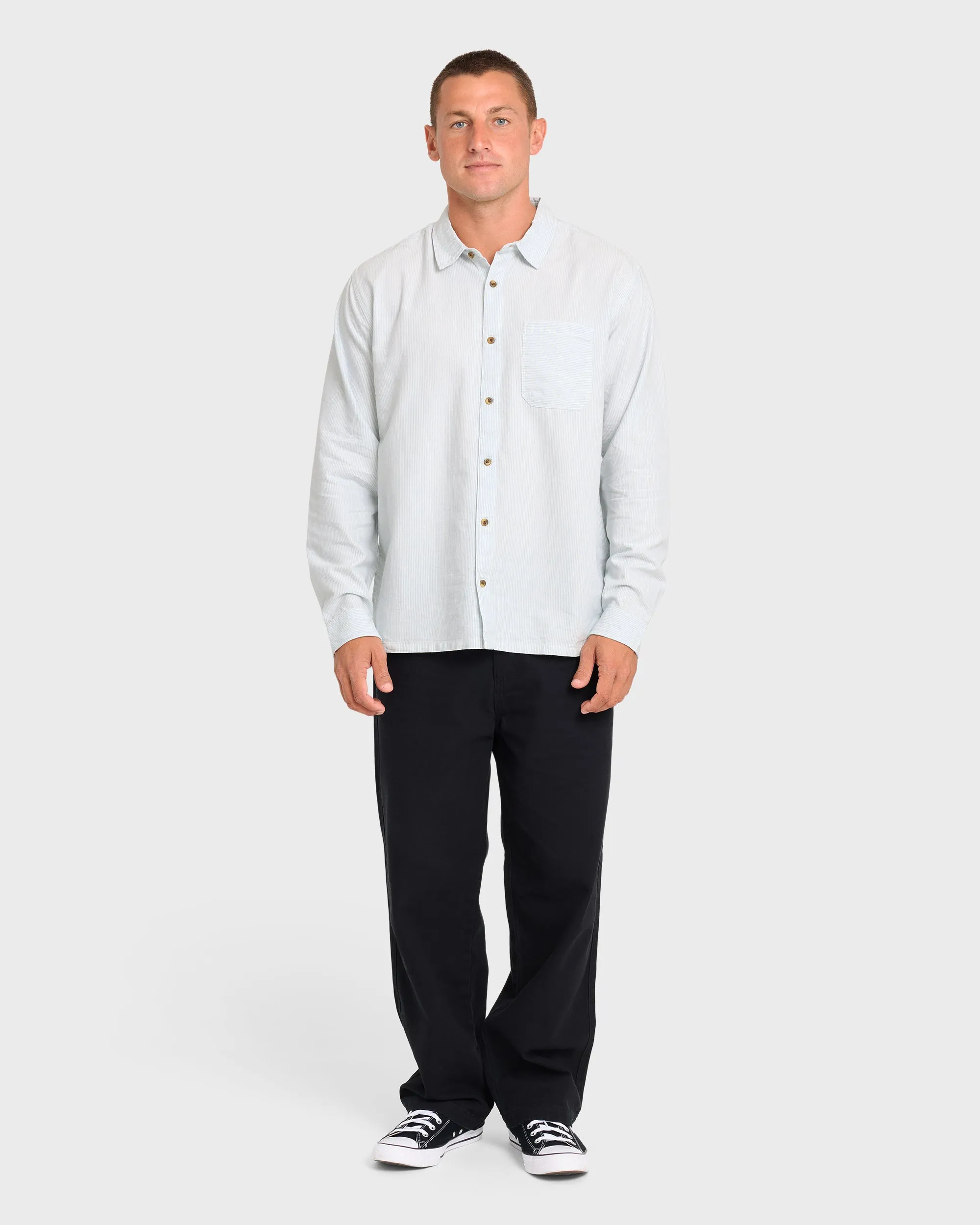 Garage Post Up Long Sleeve Oxford Shirt - Blue Smoke sold by Billabong product image thumbnail 3