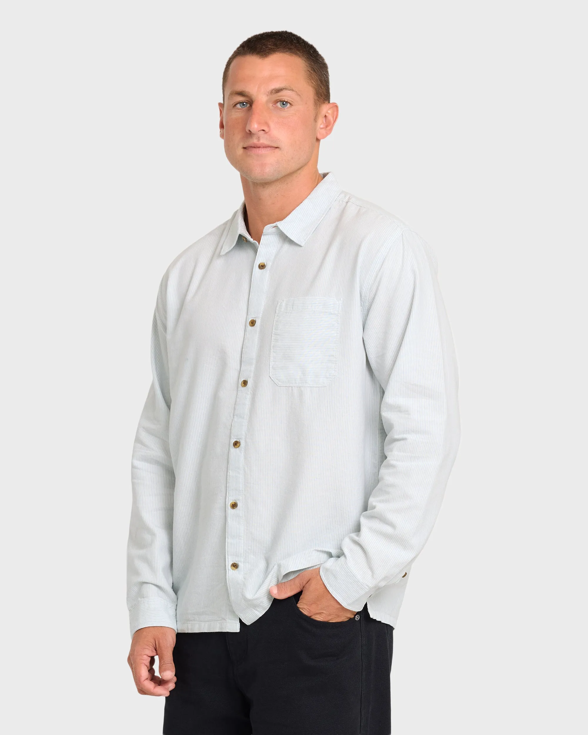 Garage Post Up Long Sleeve Oxford Shirt - Blue Smoke sold by Billabong product image thumbnail 4