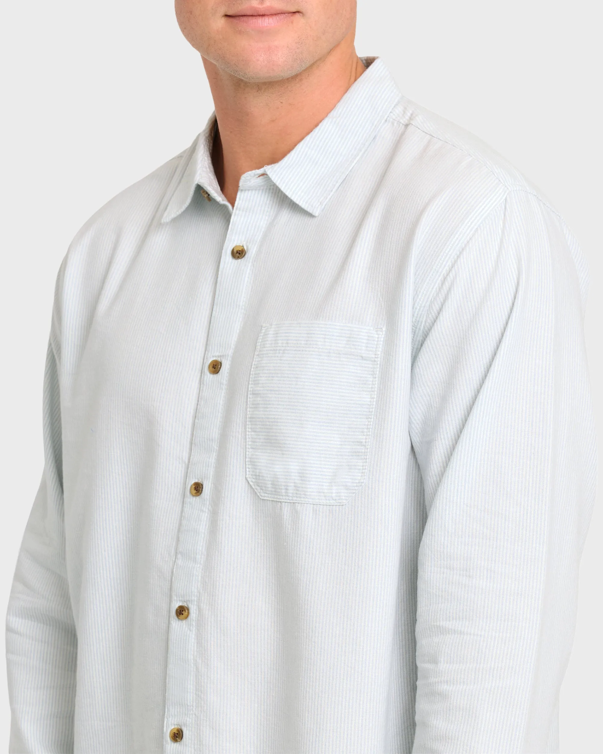 Garage Post Up Long Sleeve Oxford Shirt - Blue Smoke sold by Billabong product image thumbnail 5