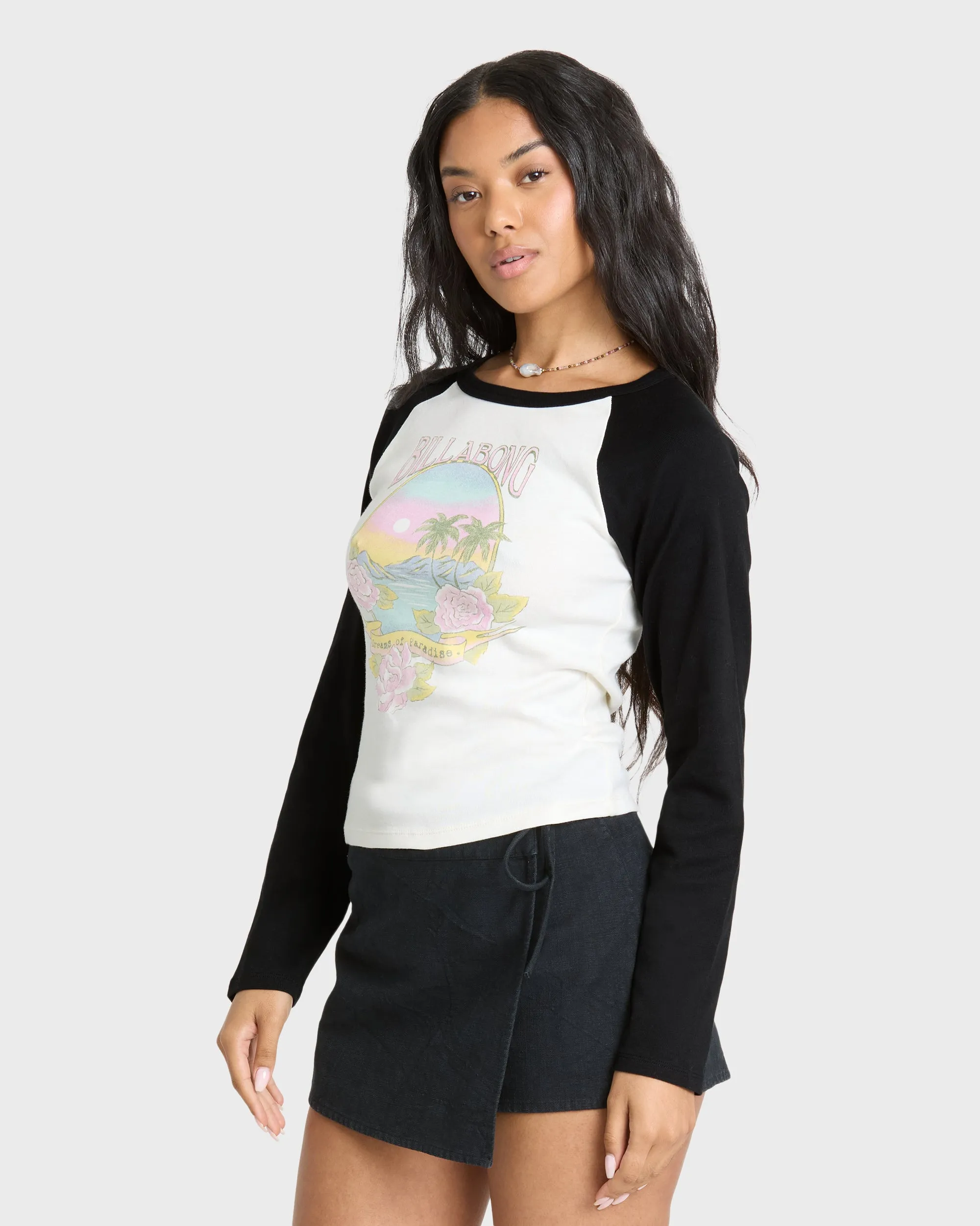 Paradise Dream Cotton Long Sleeve Raglan T-Shirt - Black Sands sold by Billabong product image thumbnail 4