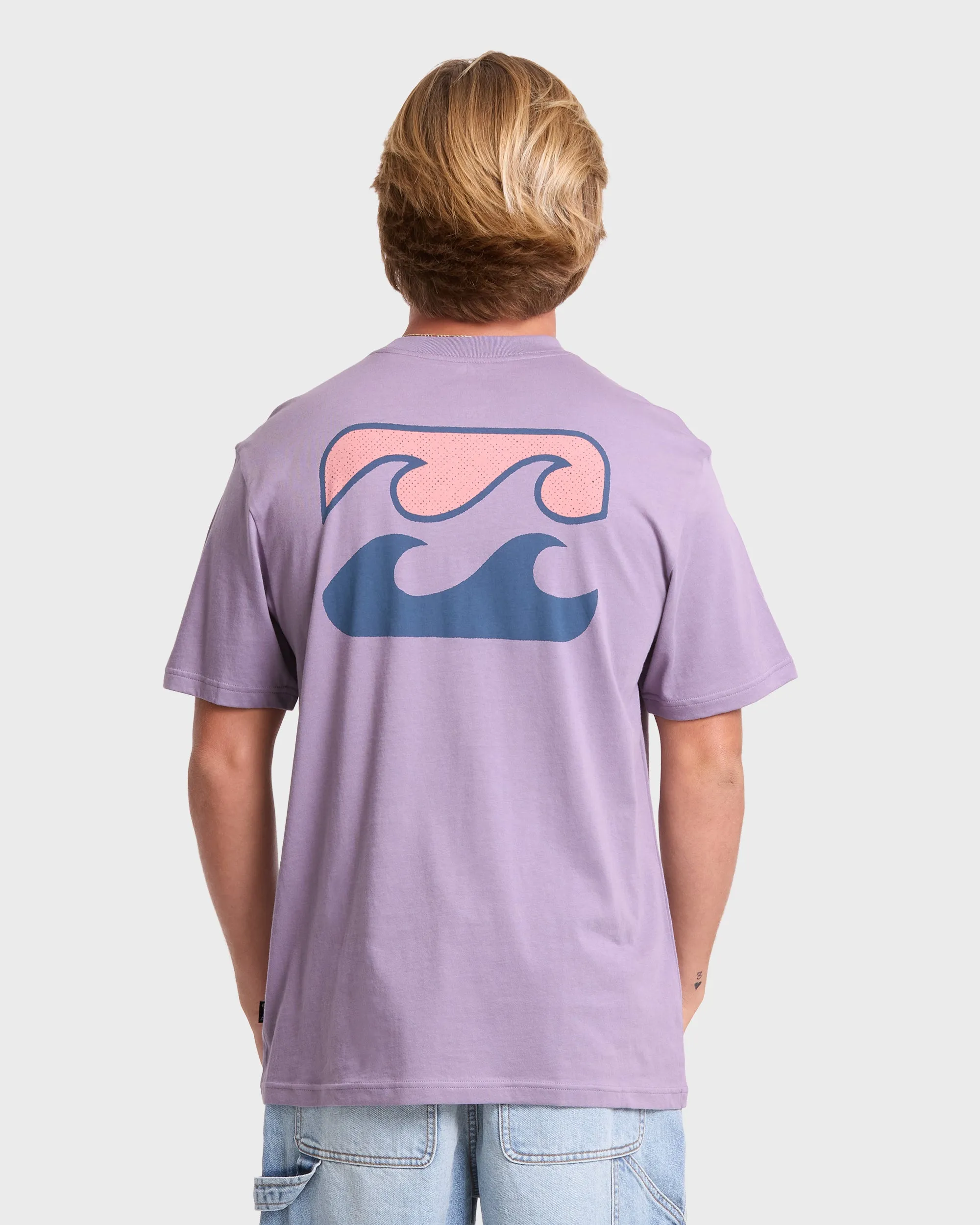 Crayon Wave Premium Short Sleeve Knit T-Shirt - Purple Ash sold by Billabong