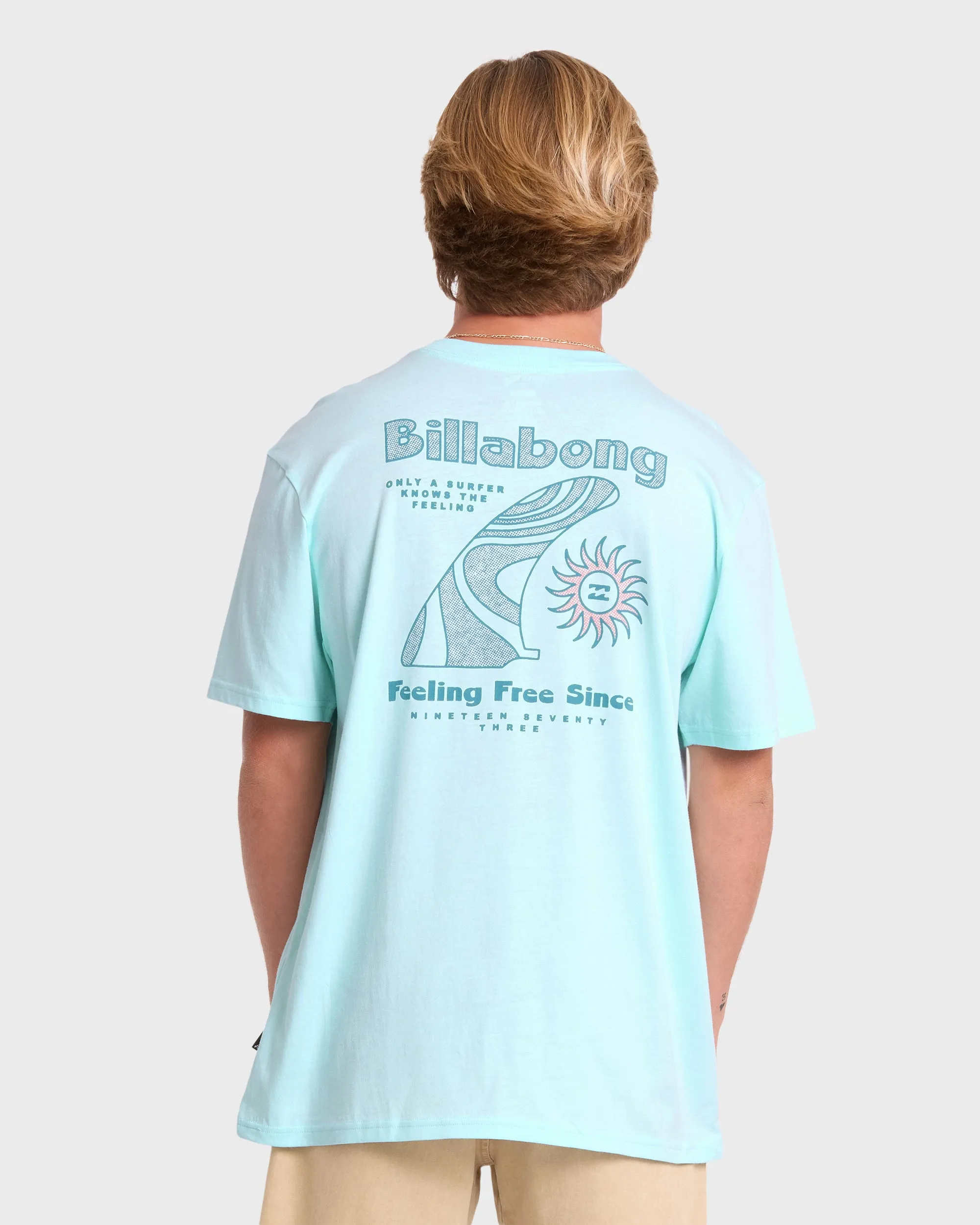 Single Fin Premium Short Sleeve Knit T-Shirt - Coastal Blue sold by Billabong