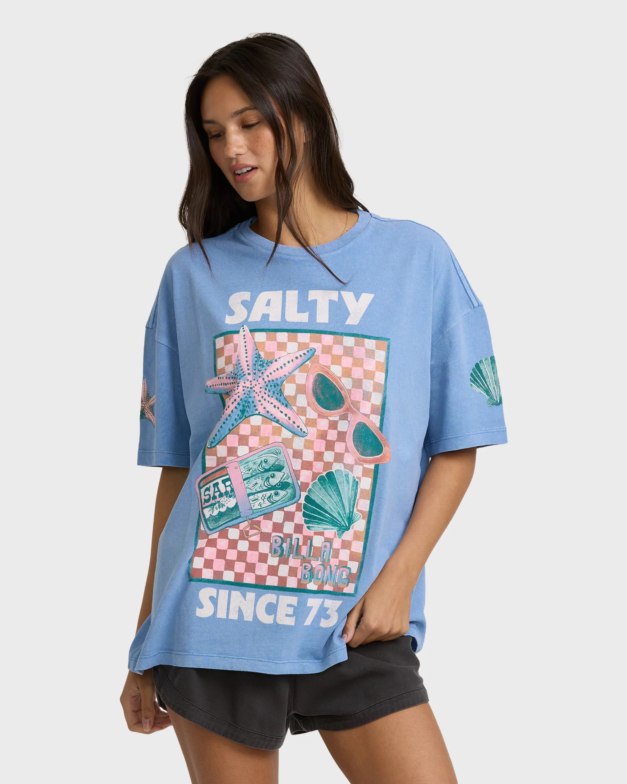Salty Life Short Sleeve Cotton Graphic T-Shirt - Blue Horizon sold by Billabong