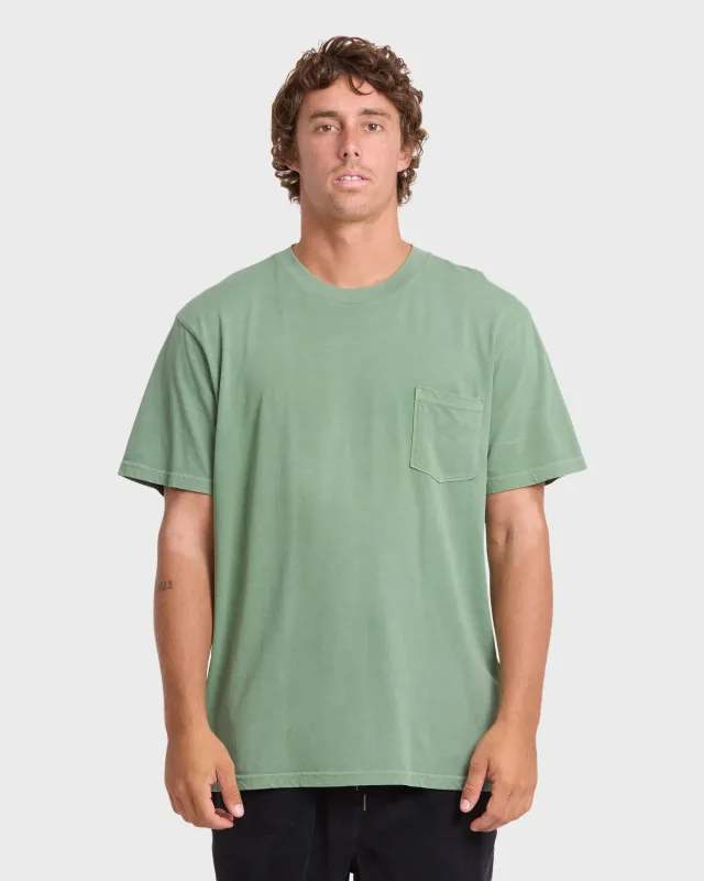 Essential Wave Washed Premium Short Sleeve Pocket Tee - Hedge Green made by Billabong