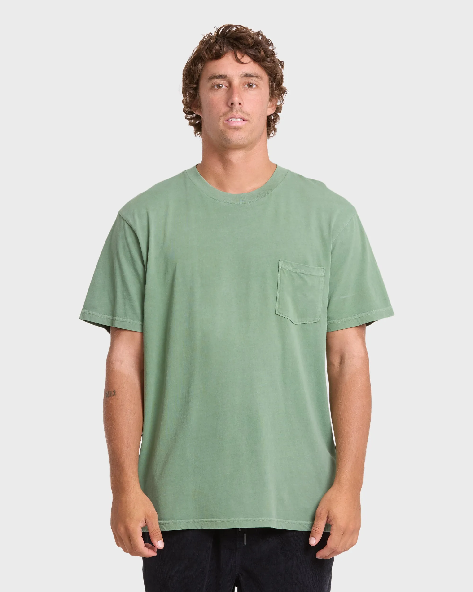 Essential Wave Washed Premium Short Sleeve Pocket Tee - Hedge Green sold by Billabong