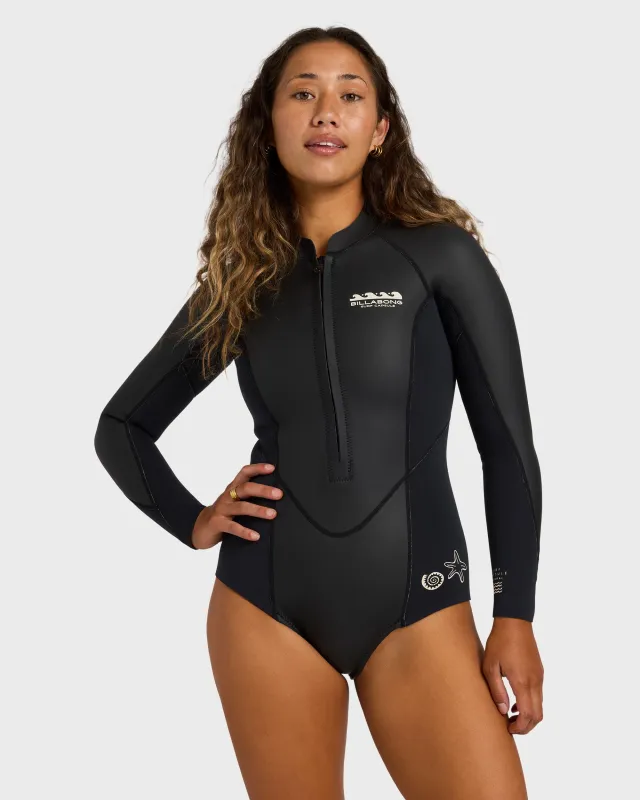 2mm Salty Dayz Long Sleeve Springsuit - Glideskin Black made by Billabong