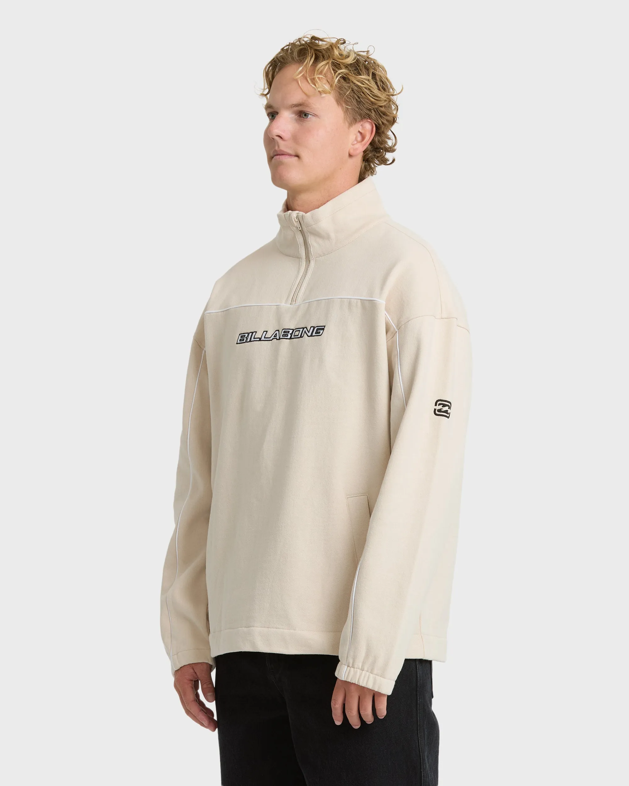 Bad Dog Progress Mock Neck Quarter-Zip Sweatshirt - Oatmeal sold by Billabong product image thumbnail 4