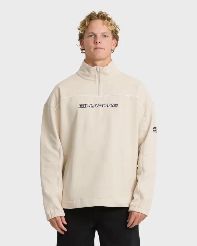 Bad Dog Progress Mock Neck Quarter-Zip Sweatshirt - Oatmeal made by Billabong