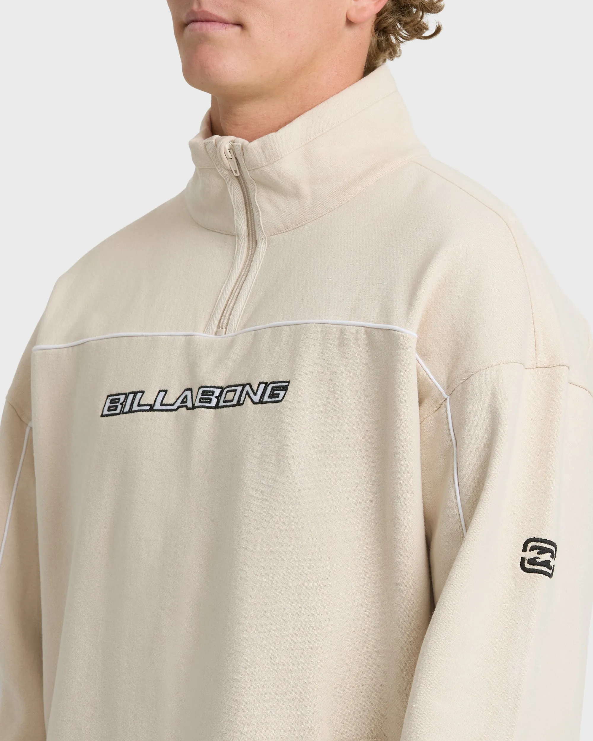 Bad Dog Progress Mock Neck Quarter-Zip Sweatshirt - Oatmeal sold by Billabong product image thumbnail 5