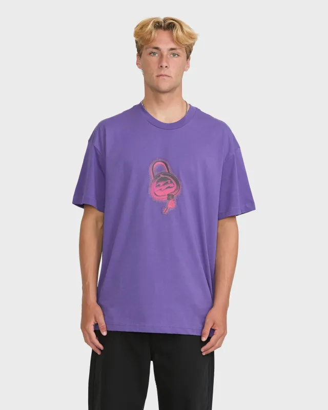 Spec Lock Short Sleeve Knit T-Shirt - Purple made by Billabong