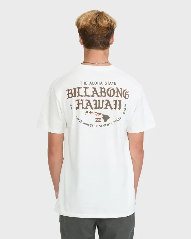 Island Chain Hawaii Short Sleeve Cotton T-Shirt - Off White made by Billabong