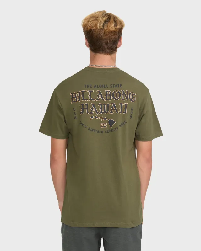 Island Chain Hawaii Short Sleeve Cotton T-Shirt - Military made by Billabong