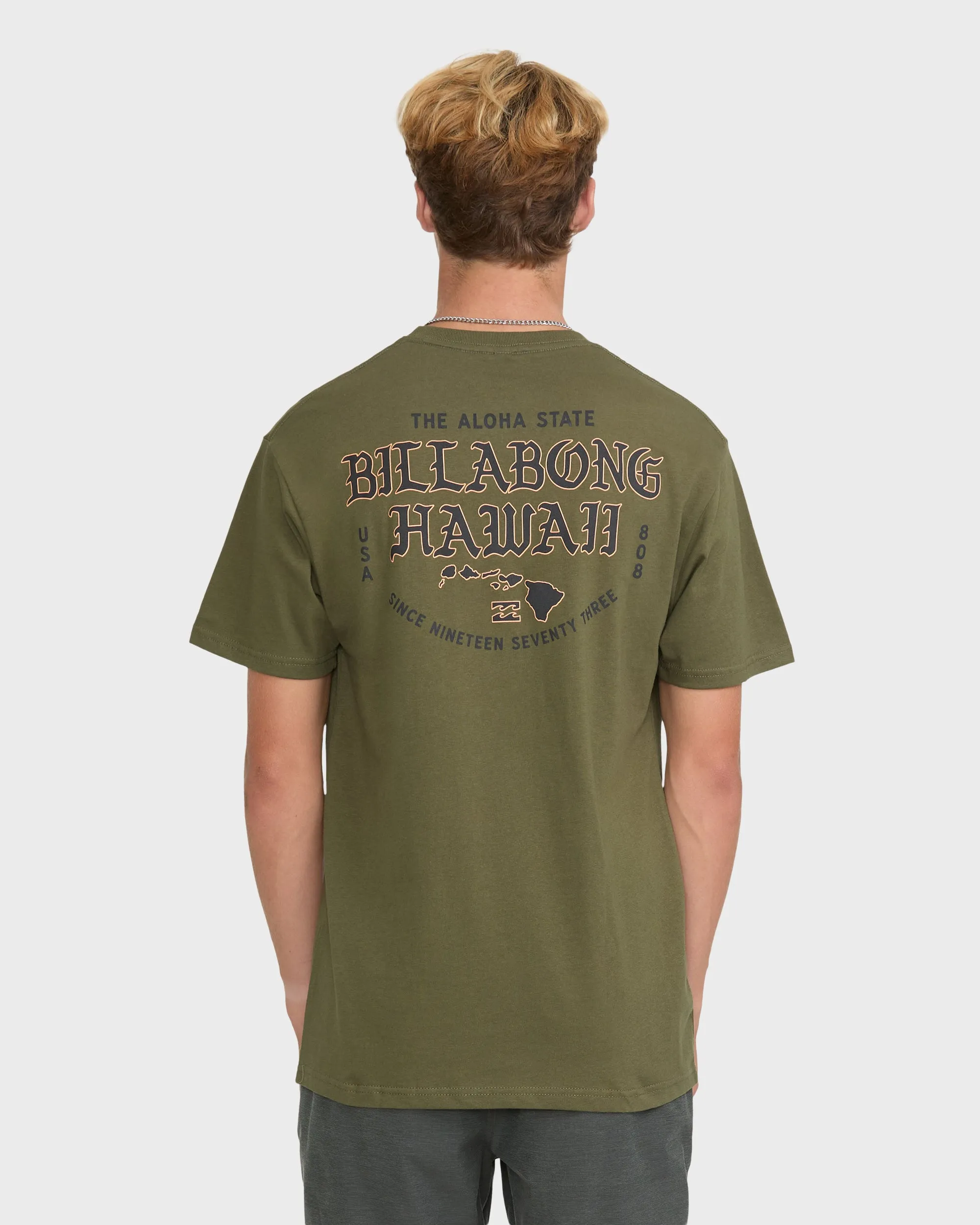 Island Chain Hawaii Short Sleeve Cotton T-Shirt - Military sold by Billabong
