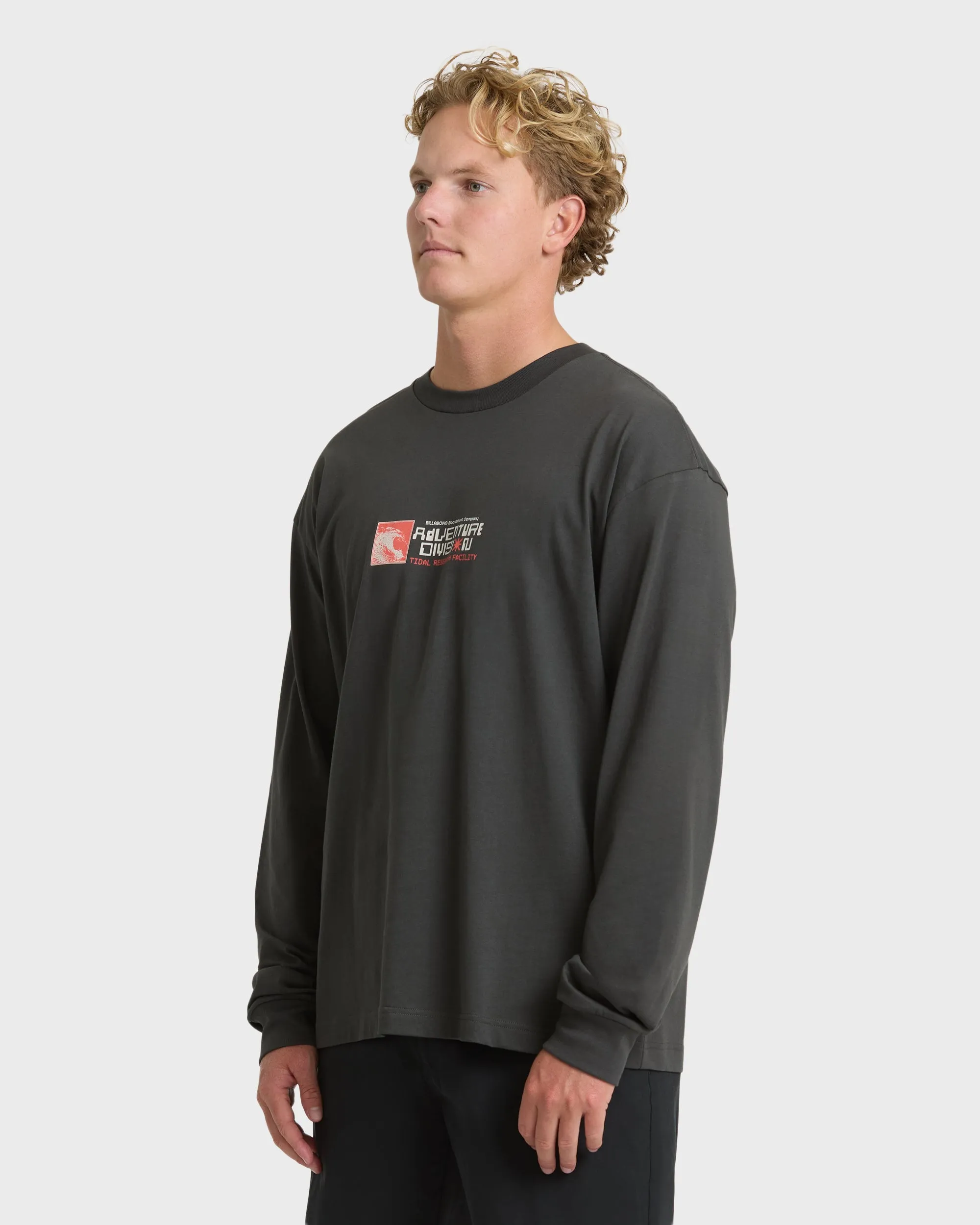 Tidal Research Adventure Division Long Sleeve Cotton T-Shirt - Raven sold by Billabong product image thumbnail 3