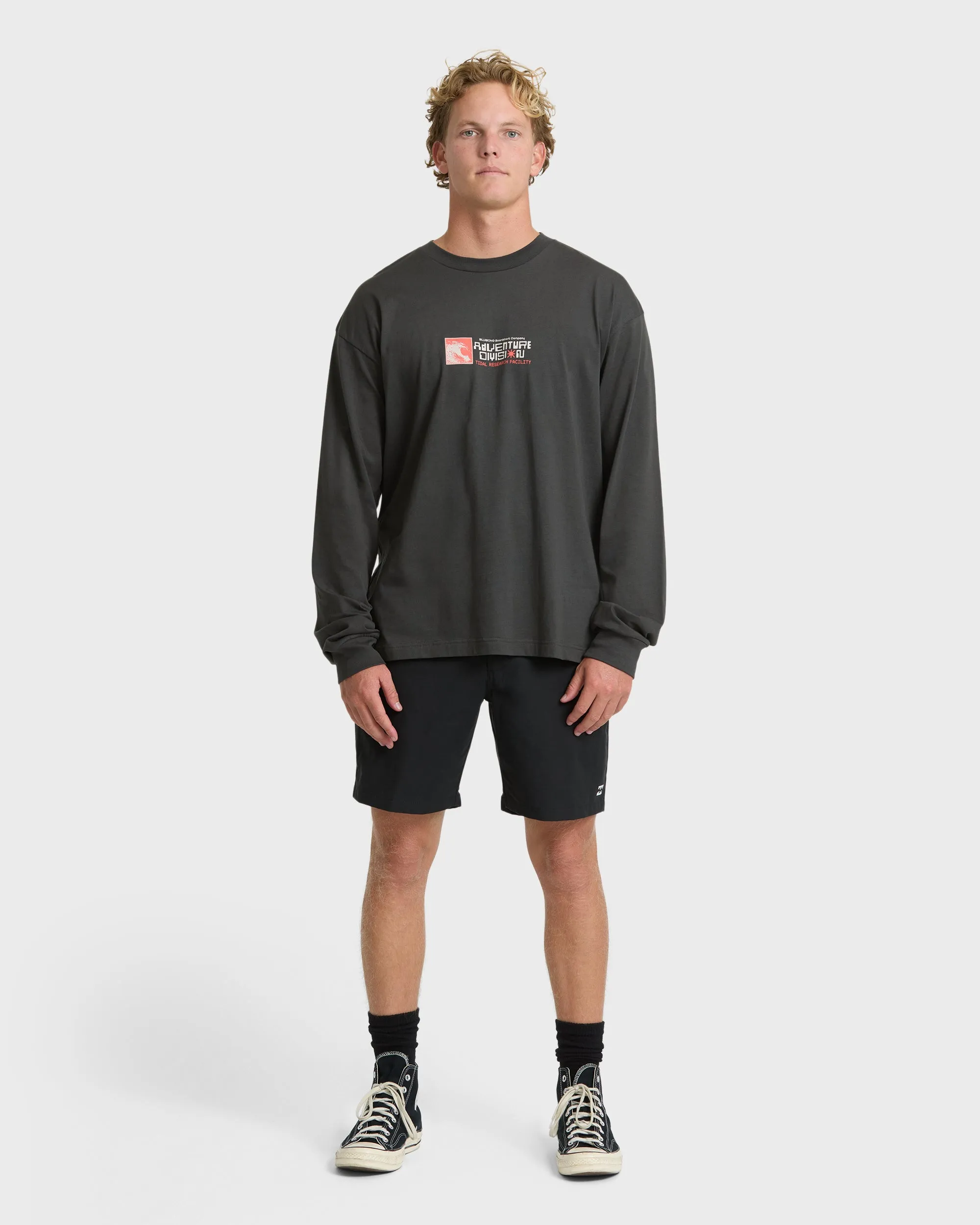 Tidal Research Adventure Division Long Sleeve Cotton T-Shirt - Raven sold by Billabong product image thumbnail 4