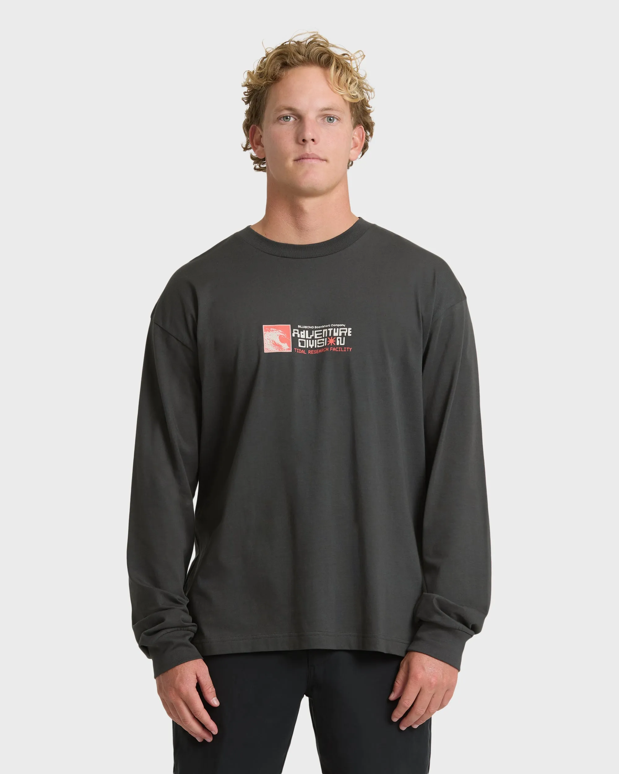 Tidal Research Adventure Division Long Sleeve Cotton T-Shirt - Raven sold by Billabong product image thumbnail 2