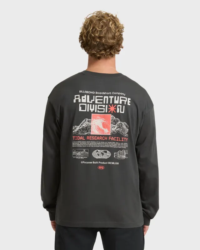 Tidal Research Adventure Division Long Sleeve Cotton T-Shirt - Raven made by Billabong