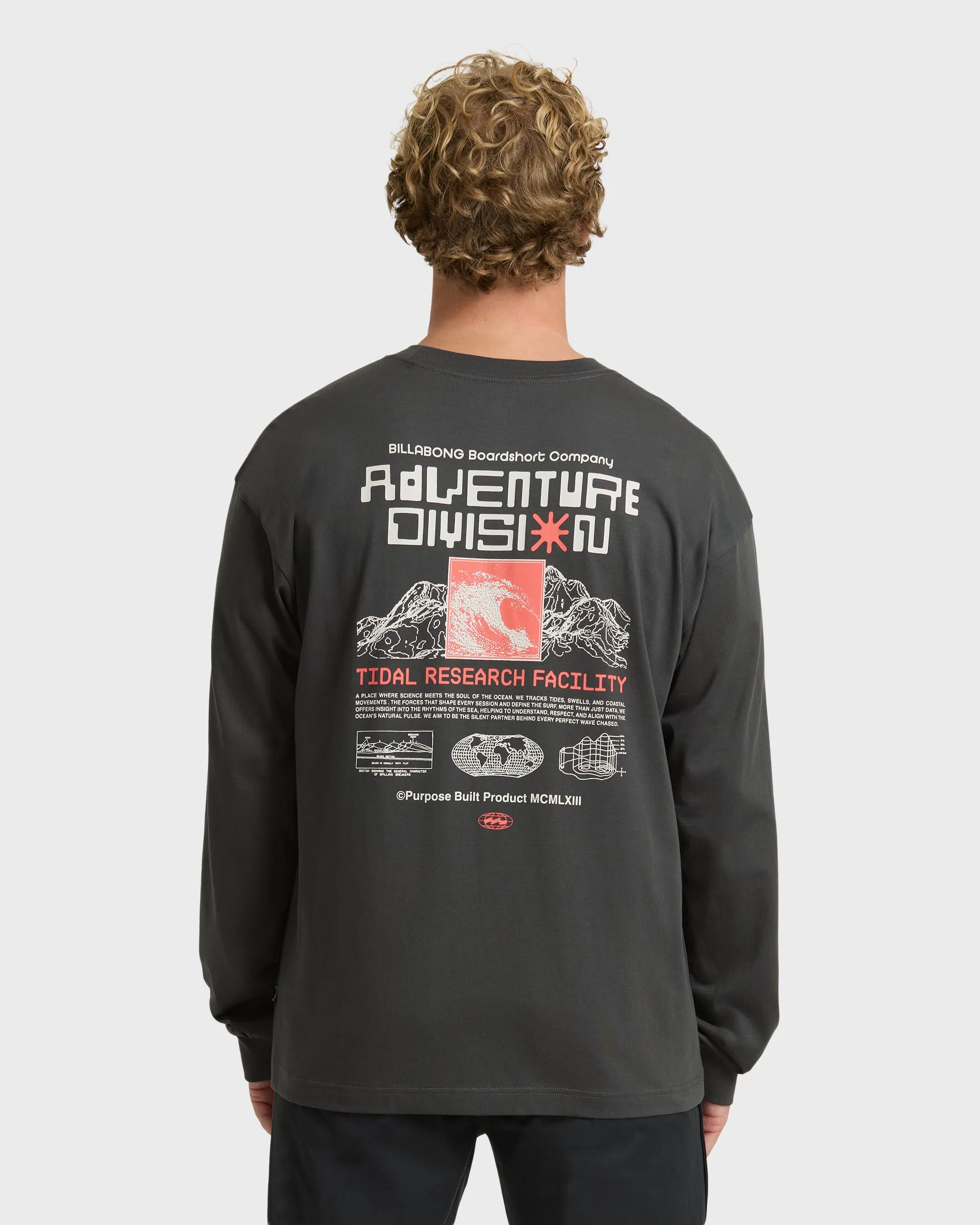 Tidal Research Adventure Division Long Sleeve Cotton T-Shirt - Raven sold by Billabong