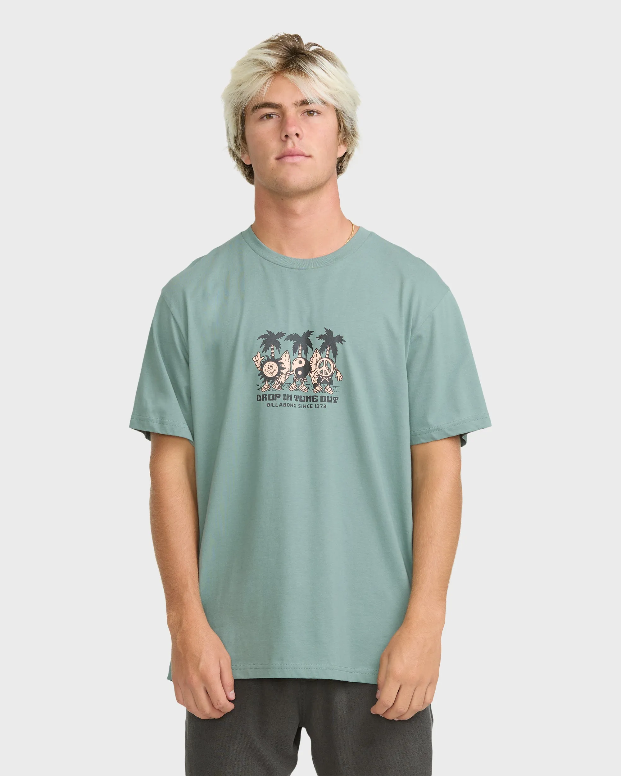 Tune Out Premium Short Sleeve Knit T-Shirt - Silt Green sold by Billabong