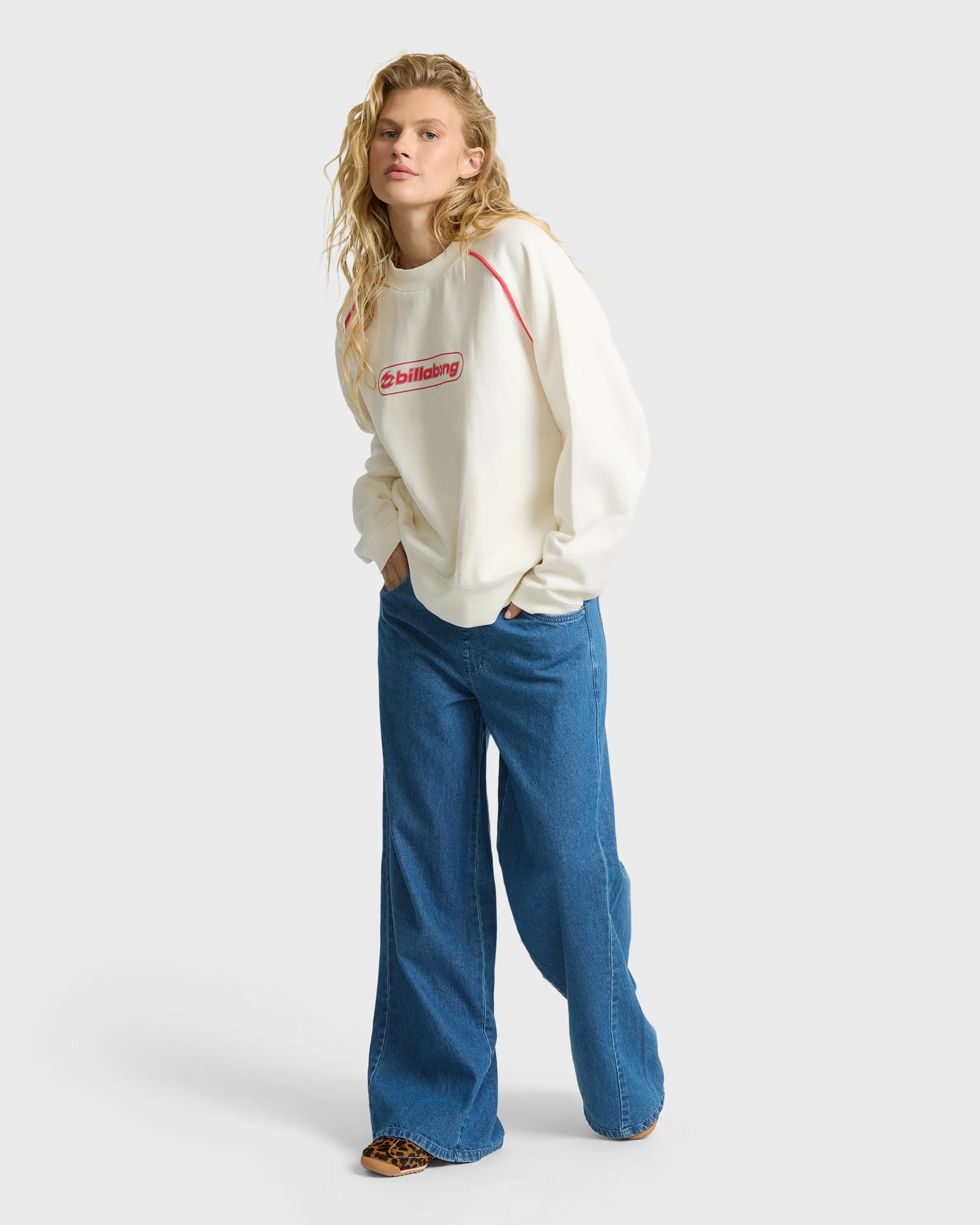 Gold Coast Palm Crewneck Sweatshirt - Salt Crystal sold by Billabong product image thumbnail 4