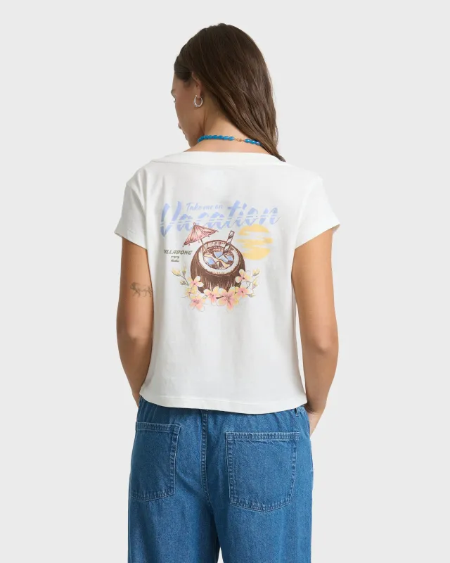 Take Me On Short Sleeve Jersey T-Shirt - Salt Crystal made by Billabong