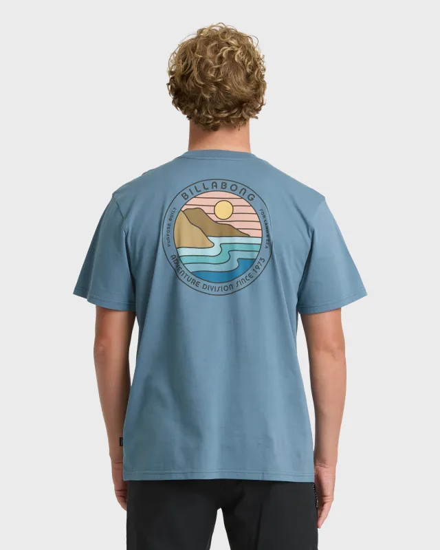 Rockies Adventure Division Premium Short Sleeve Knit T-Shirt - China Blue made by Billabong