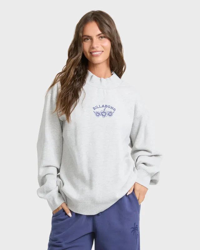 Koa Mock Neck Sweatshirt - Heather Gray made by Billabong