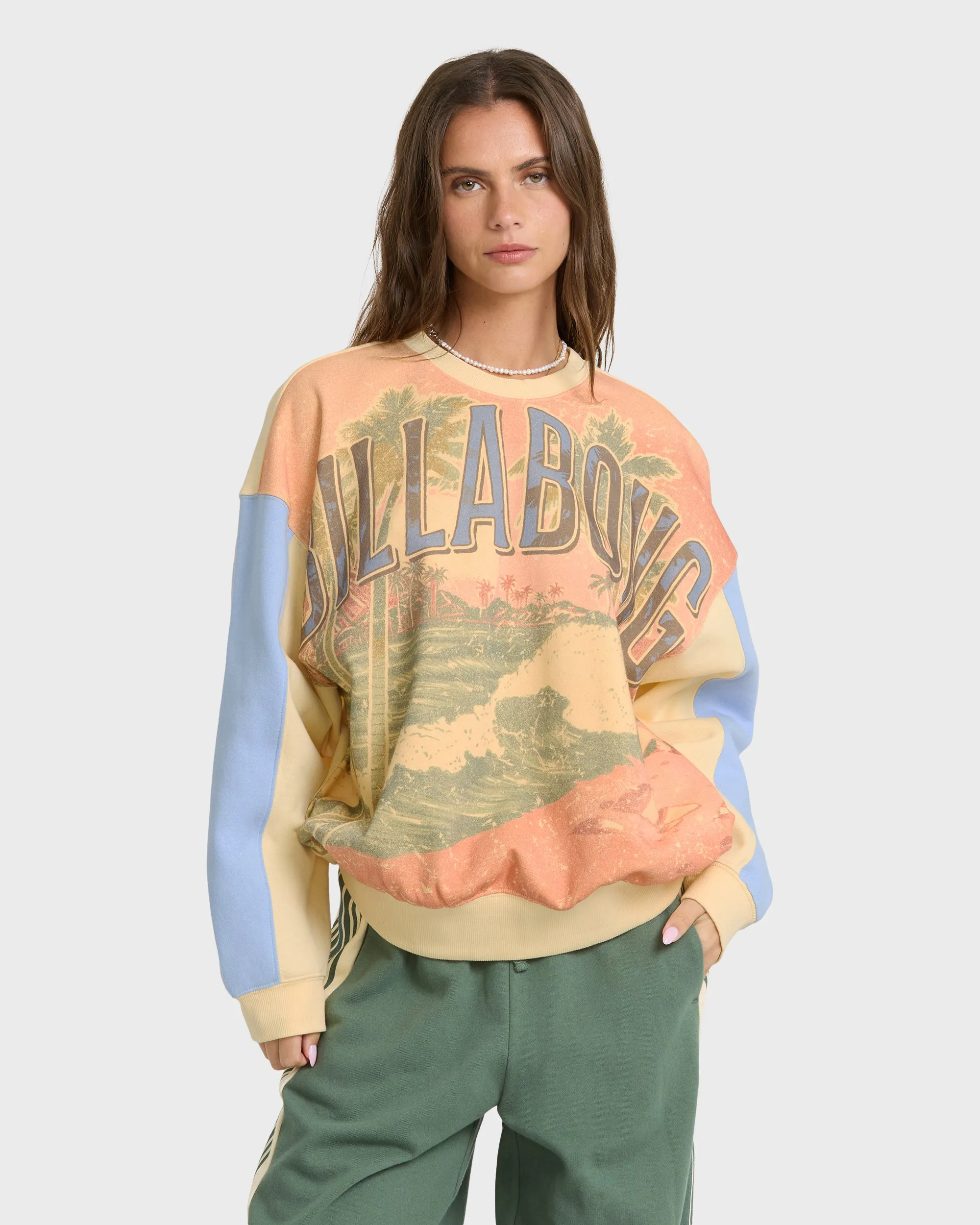 Surf Club Kendal Crewneck Sweatshirt - Light Yellow sold by Billabong
