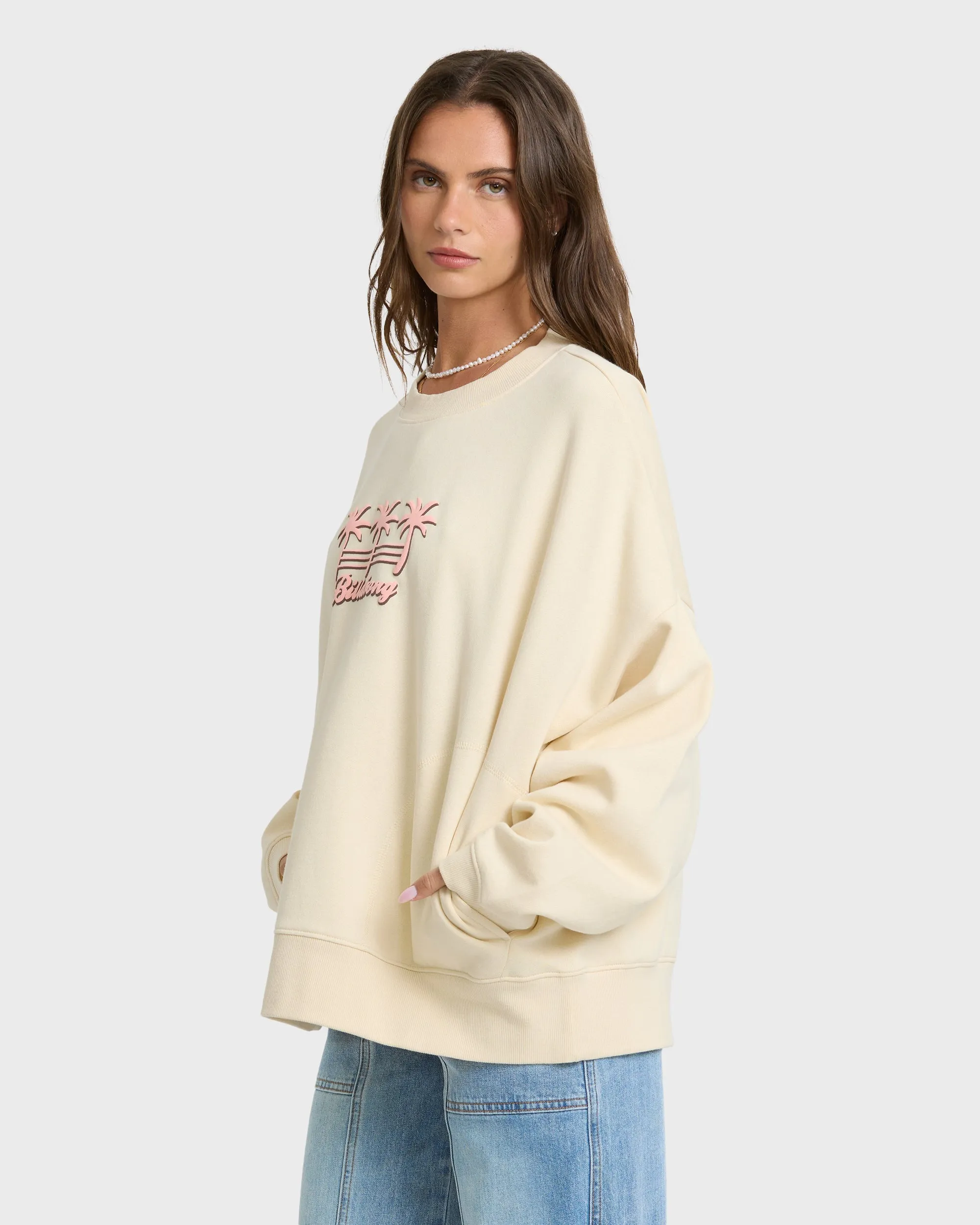 Bikini Mode Palm Crewneck Sweatshirt - White Cap sold by Billabong product image thumbnail 3