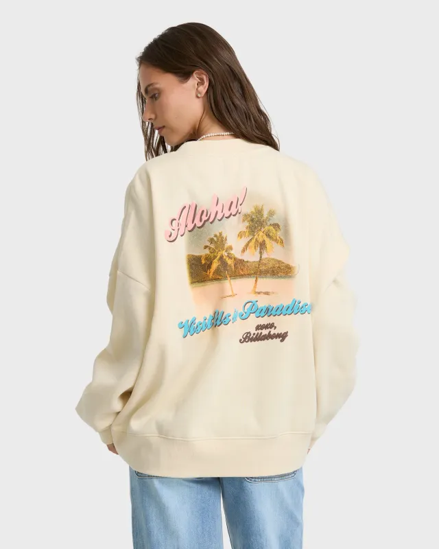 Bikini Mode Palm Crewneck Sweatshirt - White Cap made by Billabong