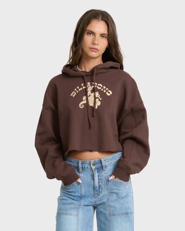 Giddy Up Crop Pullover Hoodie - Teak made by Billabong