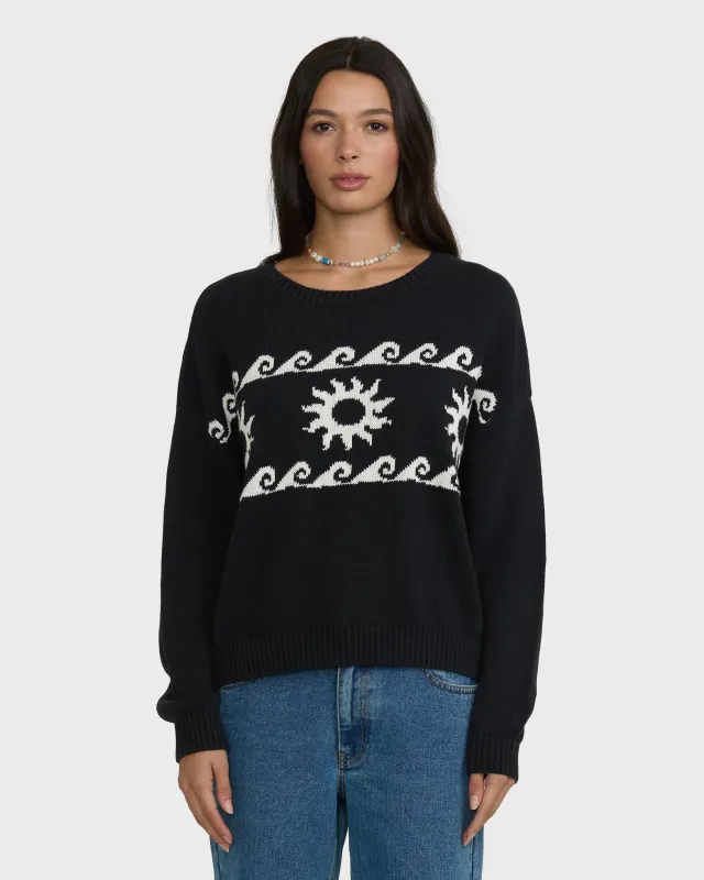 Palms For Life Crewneck Sweater - Black Sands made by Billabong