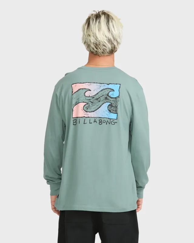 Crayon Wave Premium Long Sleeve Knit T-Shirt - Silt Green made by Billabong