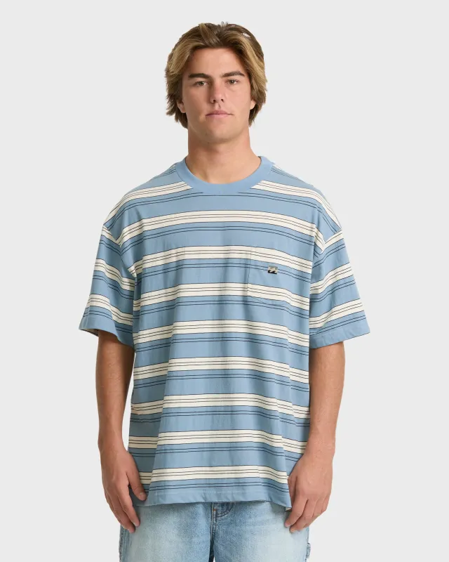 Baxter Stripe Short Sleeve Pocket Tee - Blue Fog made by Billabong